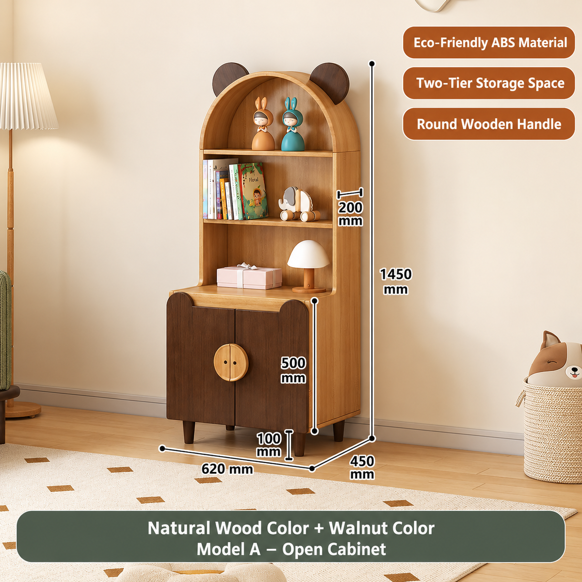 Nordic Bear-Ear Kids Storage Cabinet & Wardrobe