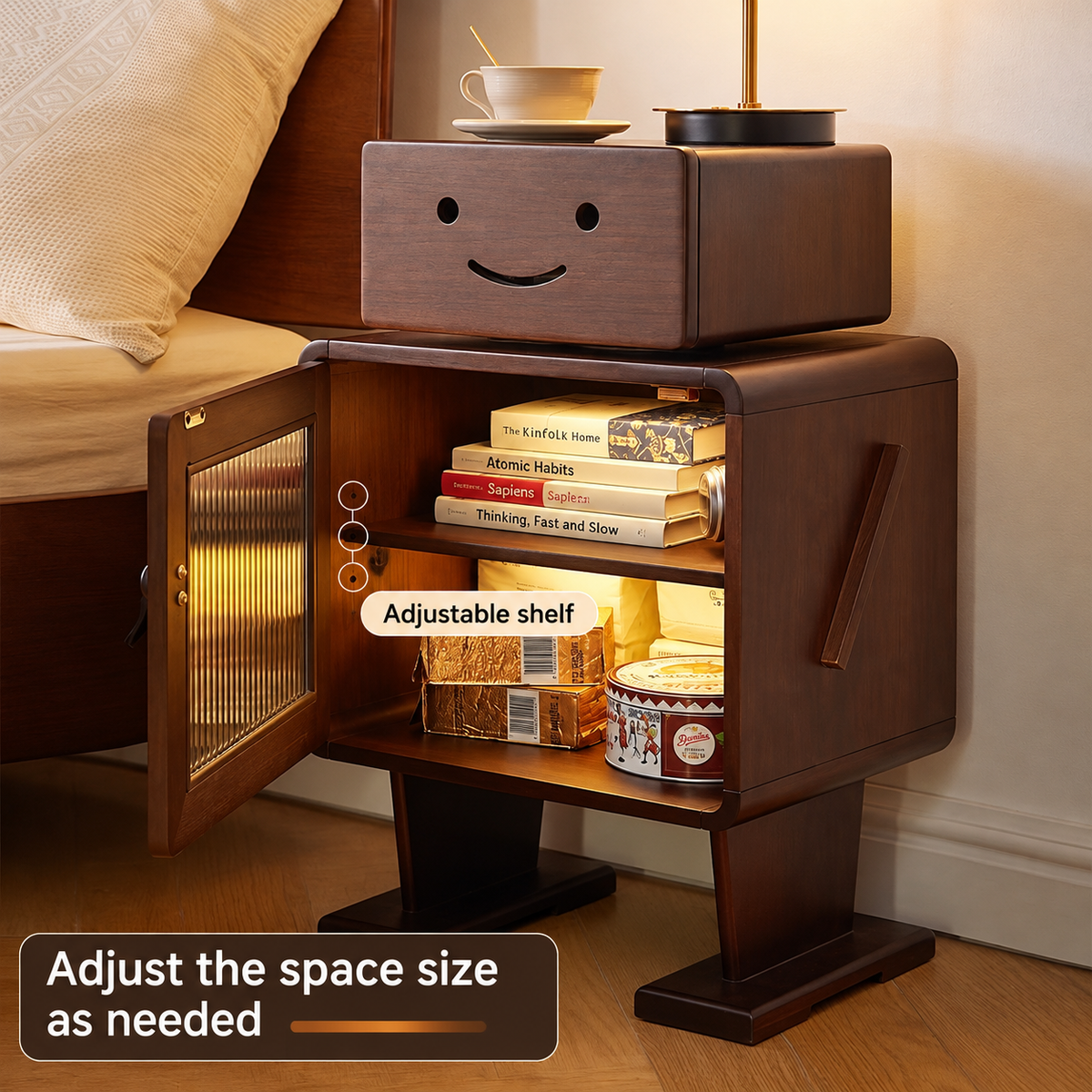 Happy Bot Wooden Nightstand