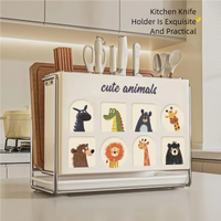 Cute Animals All-in-One Knife & Utensil Rack – Wall-Mountable Draining Organizer