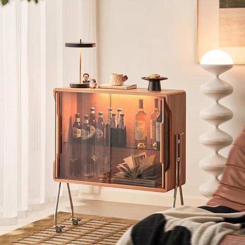 Château Mobi – French Vintage Glass Bar Cabinet on Wheels