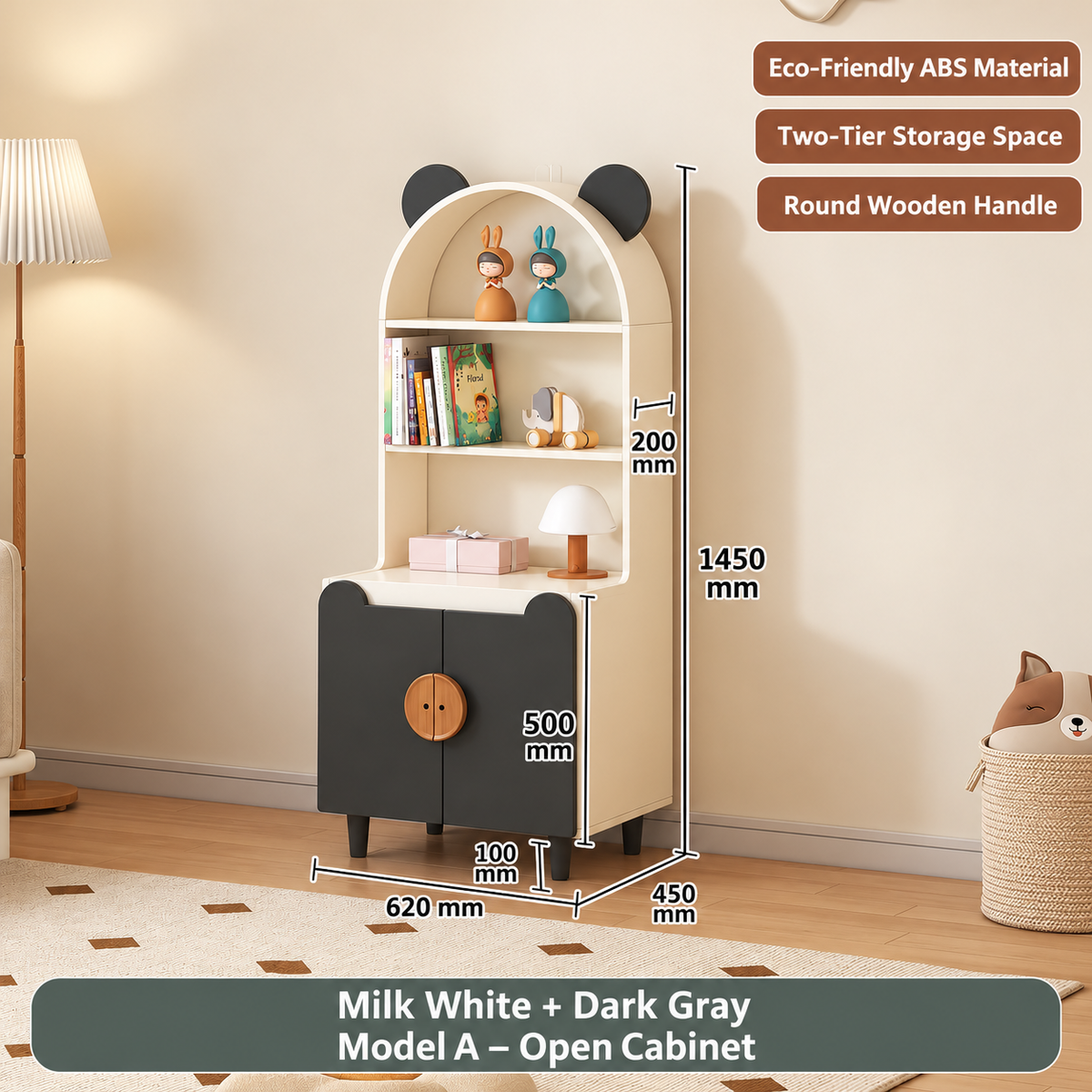 Nordic Bear-Ear Kids Storage Cabinet & Wardrobe