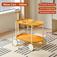 Modern Two-Tier Rolling Storage Cart With Wooden Handle