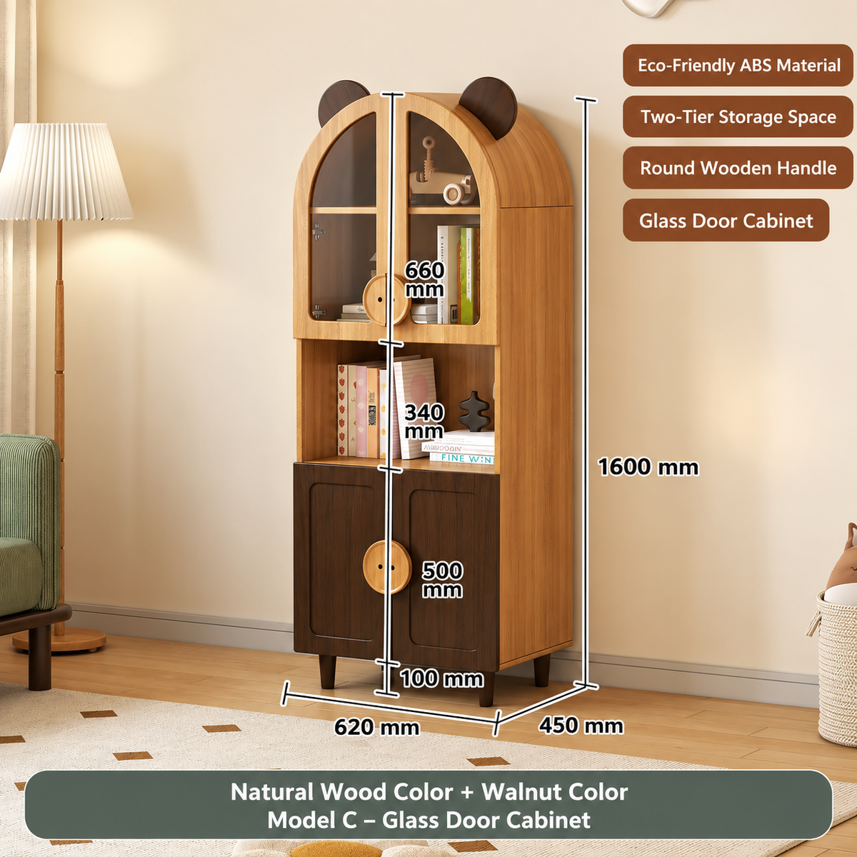 Nordic Bear-Ear Kids Storage Cabinet & Wardrobe