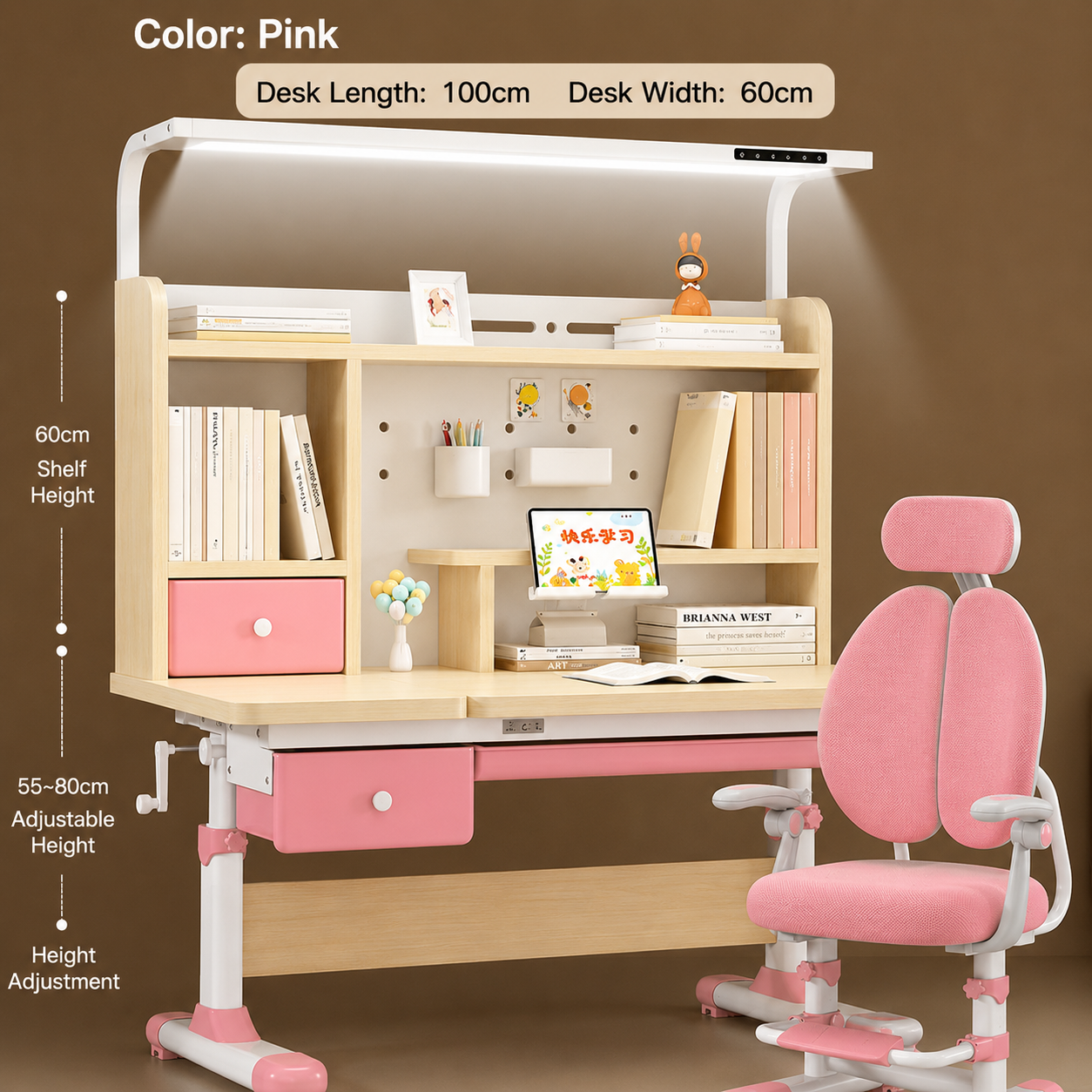 BrightNest Adjustable Kids Study Desk & Chair Set