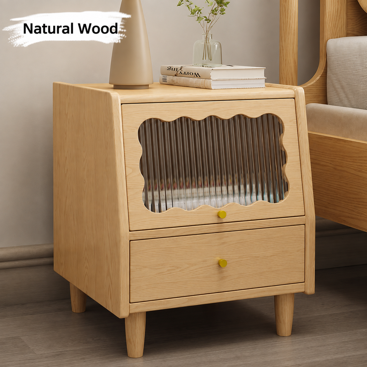 Wavy Grove Wood Nightstand