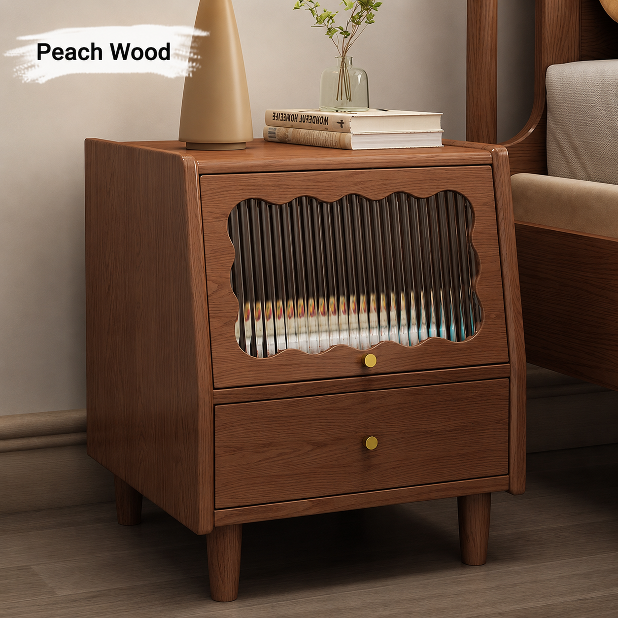 Wavy Grove Wood Nightstand