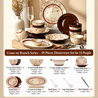 Crane Blossom Ceramic Dinnerware Set