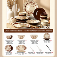 Crane Blossom Ceramic Dinnerware Set