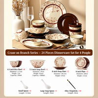 Crane Blossom Ceramic Dinnerware Set