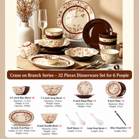 Crane Blossom Ceramic Dinnerware Set