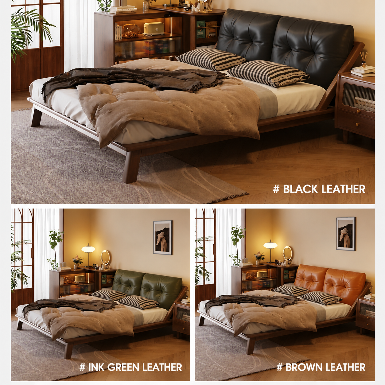 Walden Luxe Wood & Leather Platform Bed