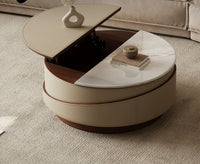 Saddle leather semi-lift coffee table