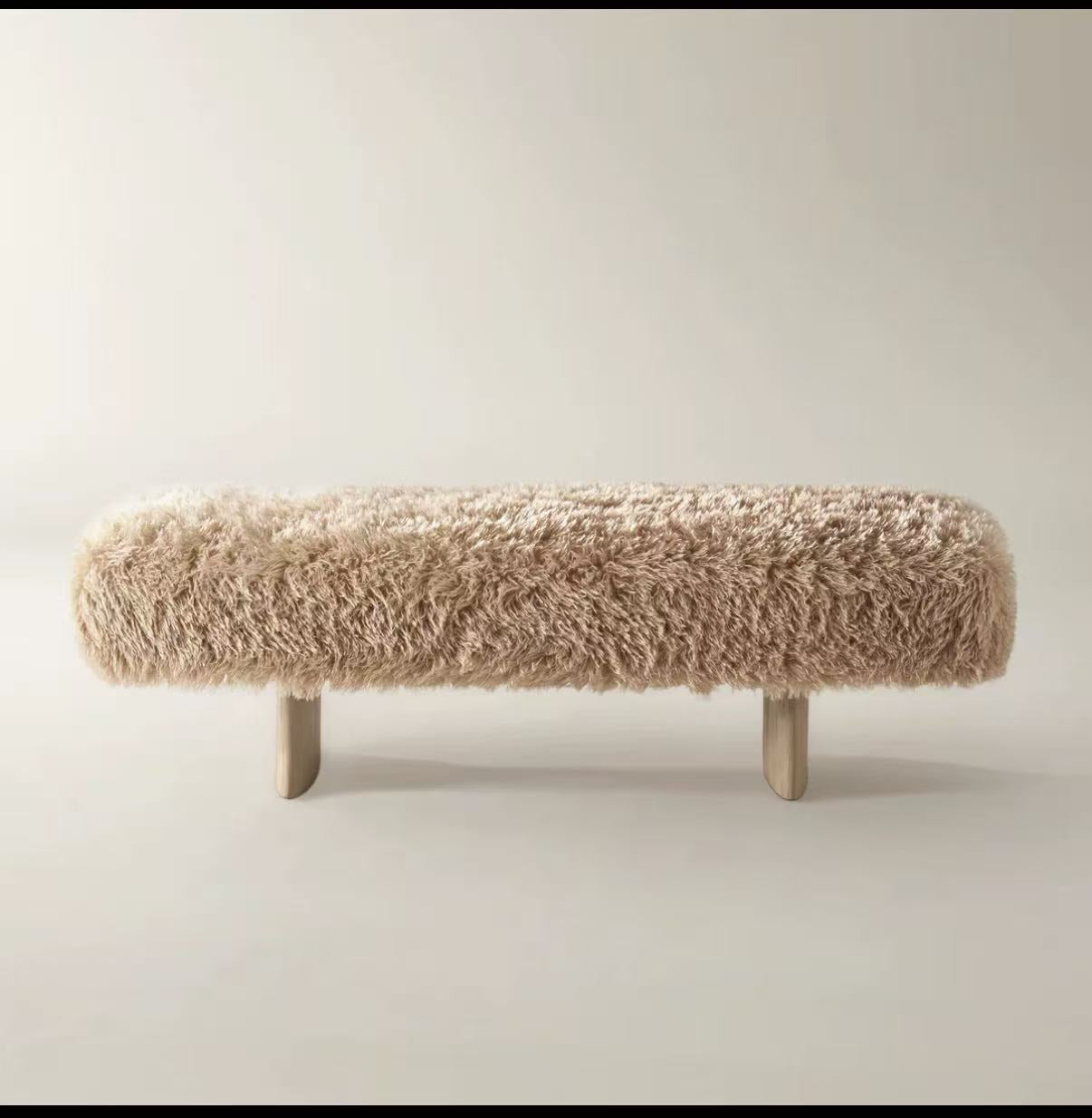 Custom-made lamb wool shoe changing stool