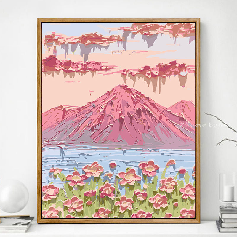 Cherry blossom and Mount Fuji decoration painting