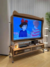 Solid wood movable TV cabinet