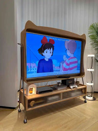 Solid wood movable TV cabinet