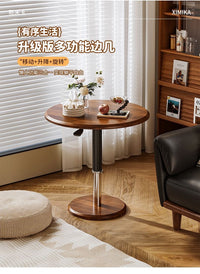 Felix Side Table, Saddle Leather Rotating Side Table