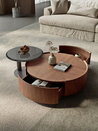 Walnut Wood Coffee Table Set 0976