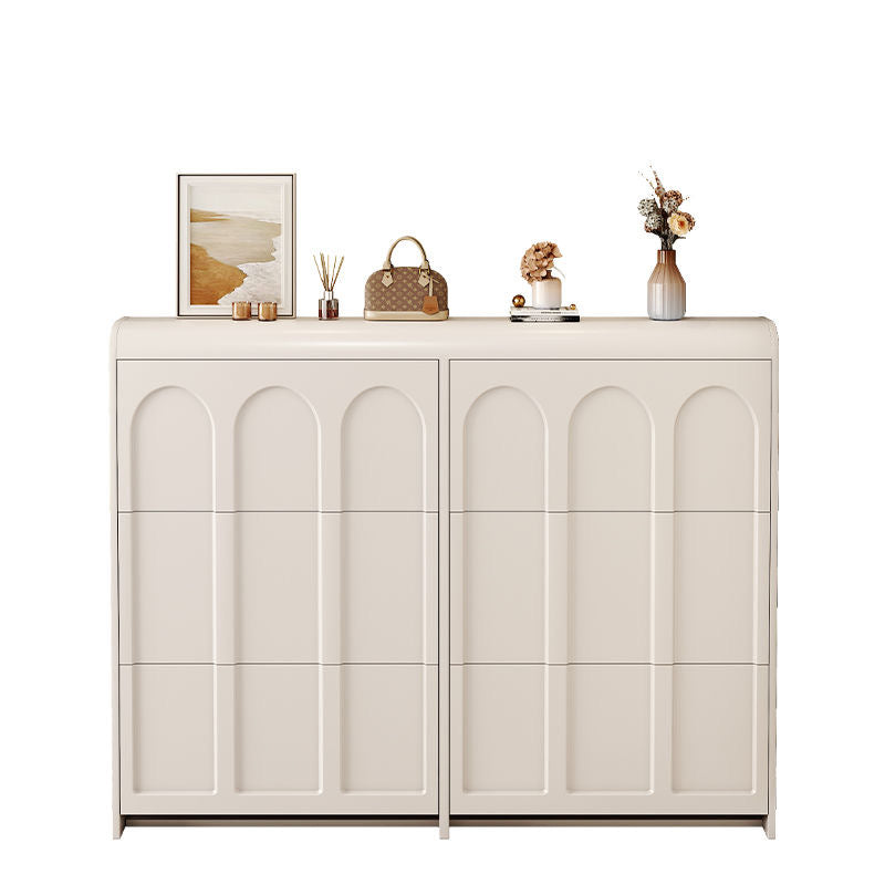 Cream Style Ultra-Thin Flip Shoe Cabinet