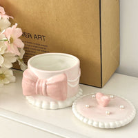 Bowknot ceramic pearl jewelry box