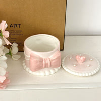 Bowknot ceramic pearl jewelry box