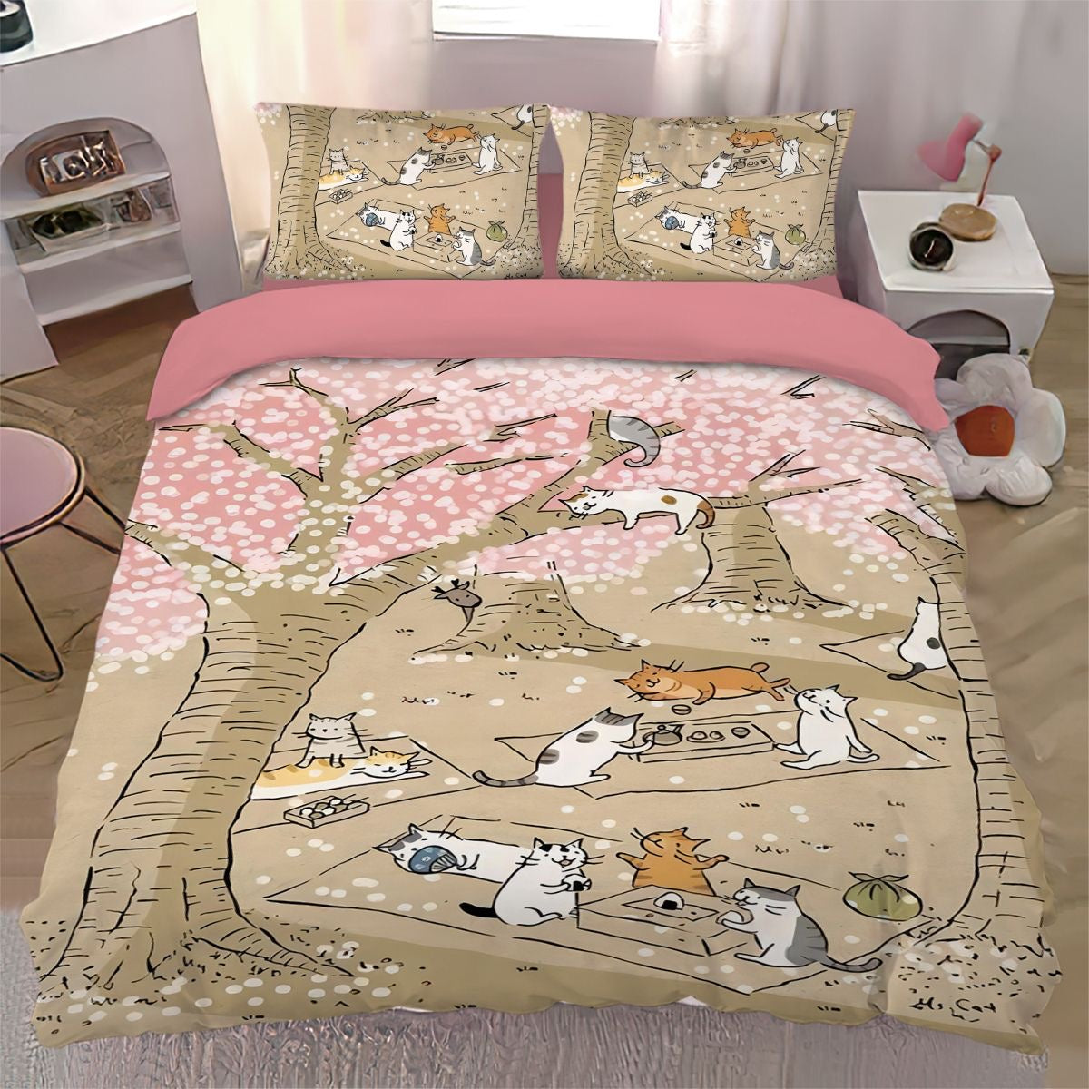 Dopamine Cat Queen Bedding 4-piece Set