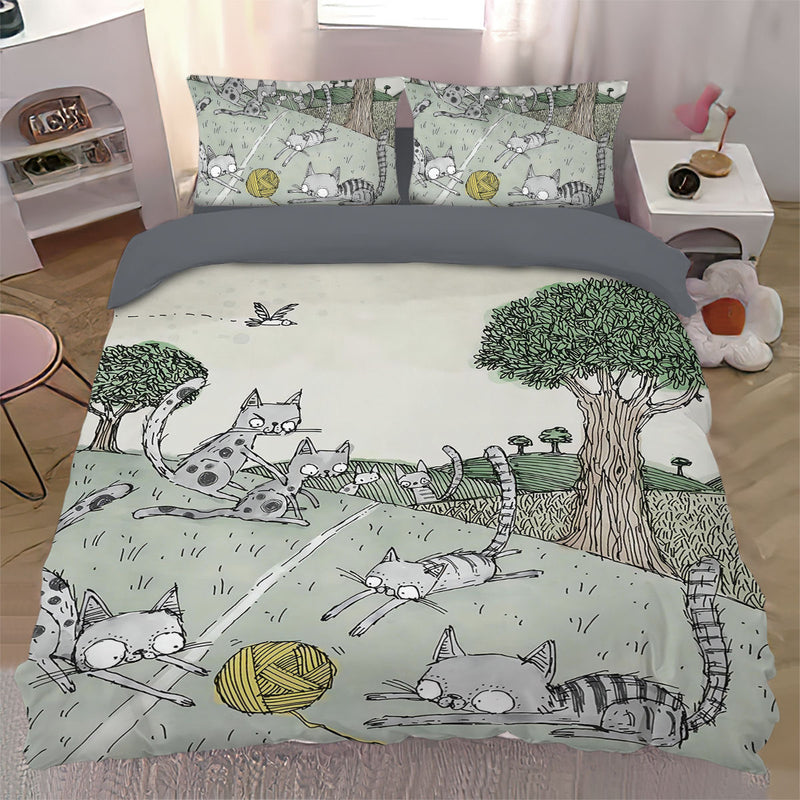 Dopamine Cat Queen Bedding 4-piece Set