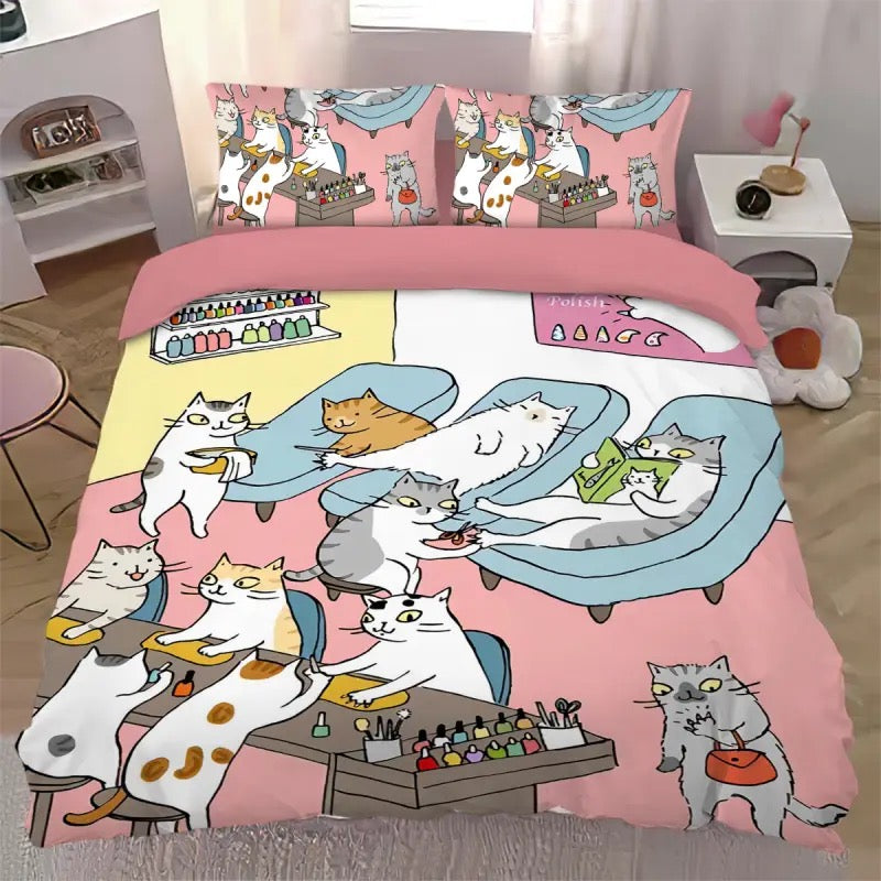 Dopamine Cat Queen Bedding 4-piece Set