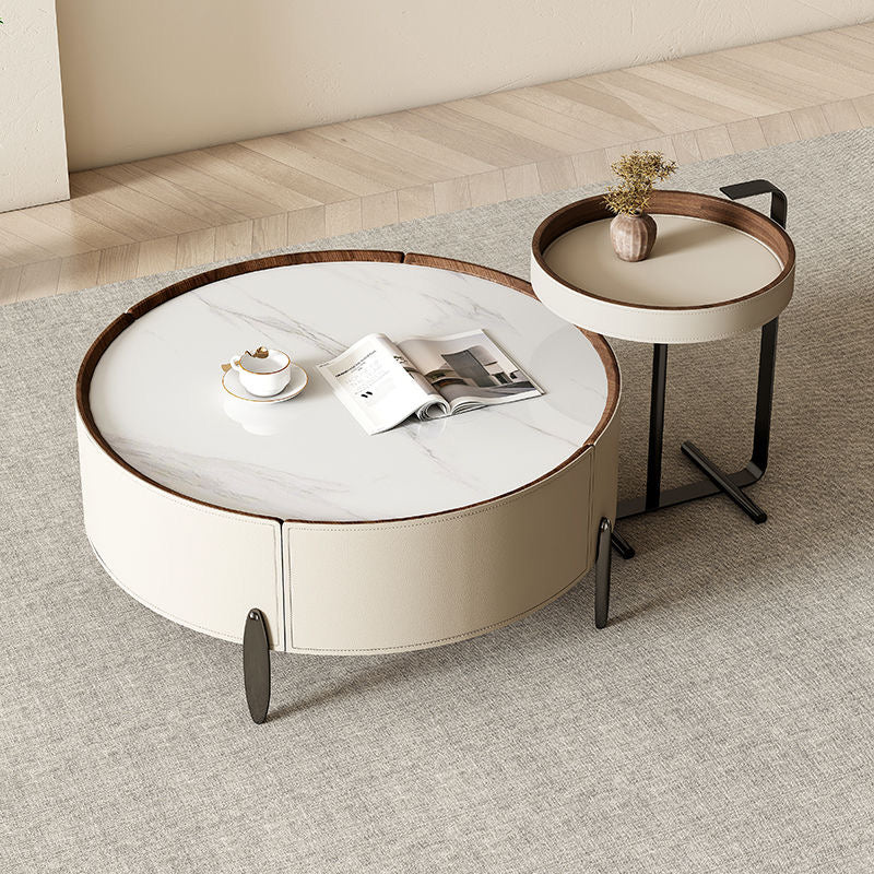 Saddle Leather Coffee Table Combination