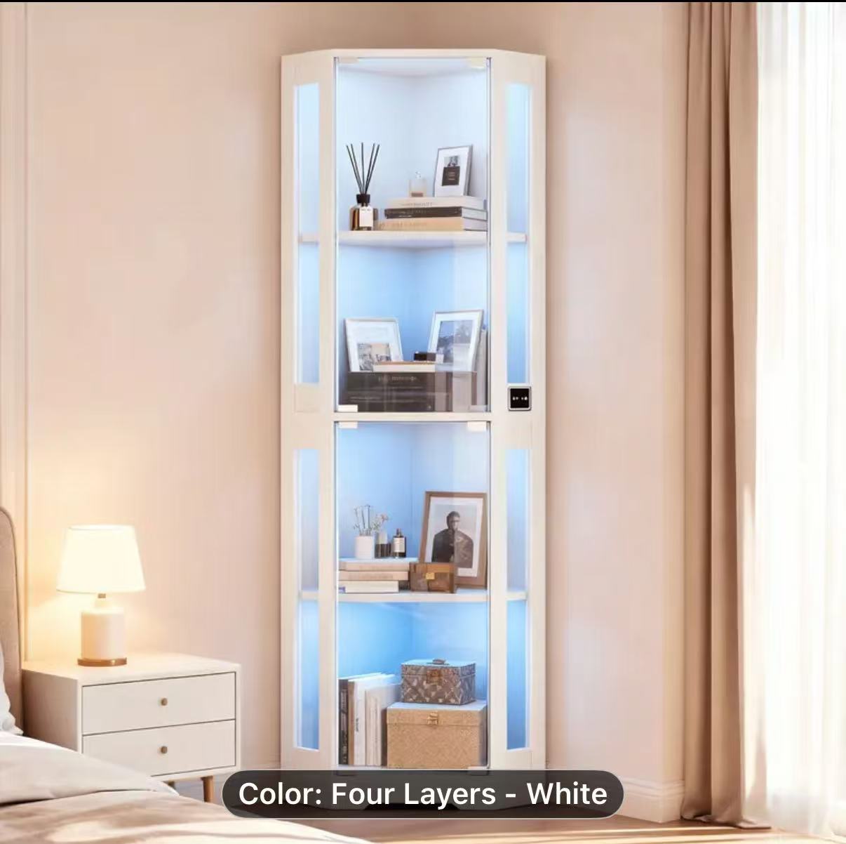 Figurine display case, corner cabinet