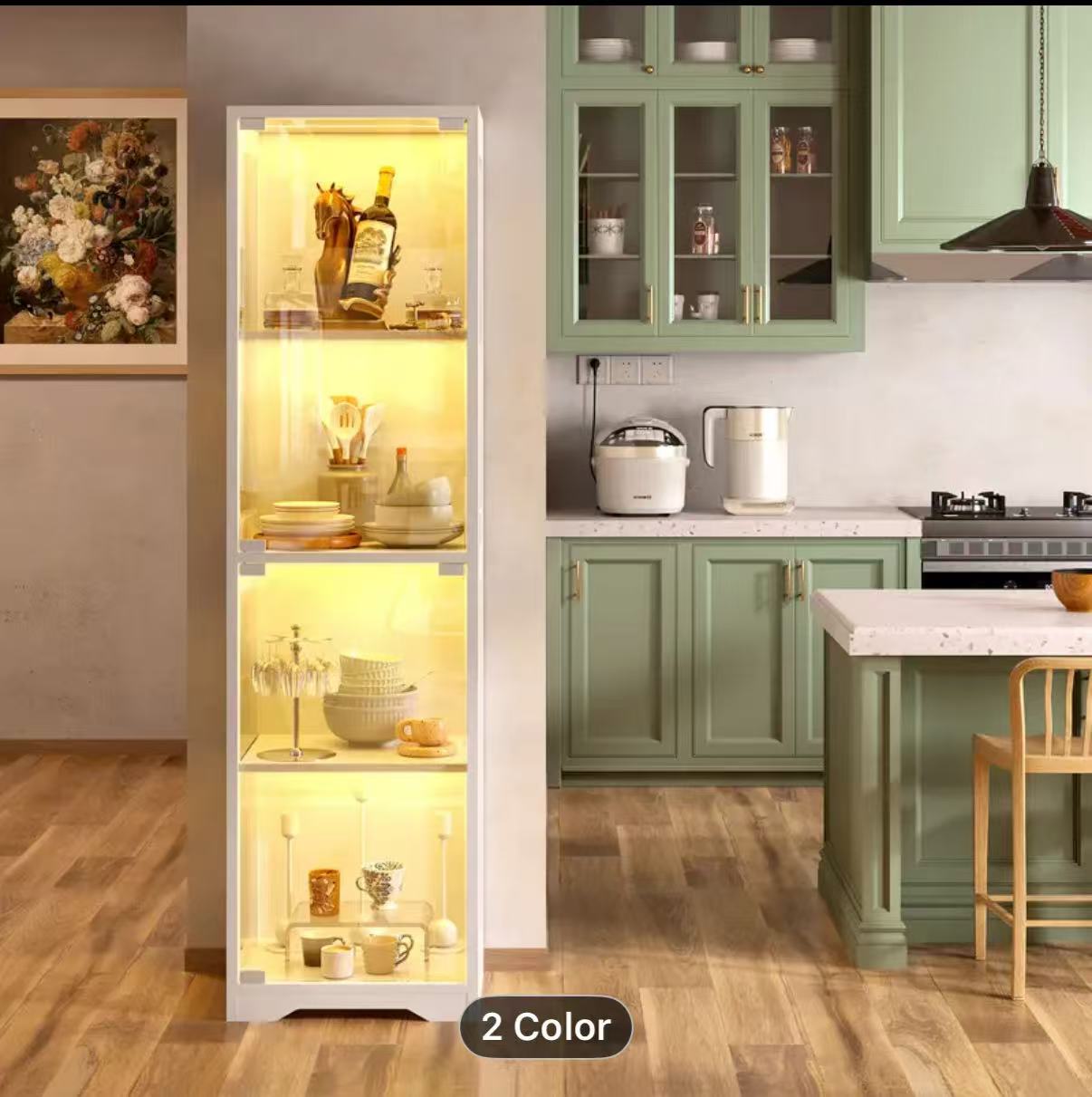Figurine display case, corner cabinet