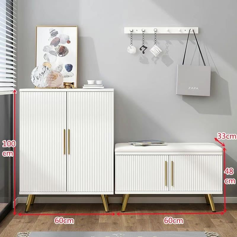 Shoe Cabinet and Shoe Stool Set