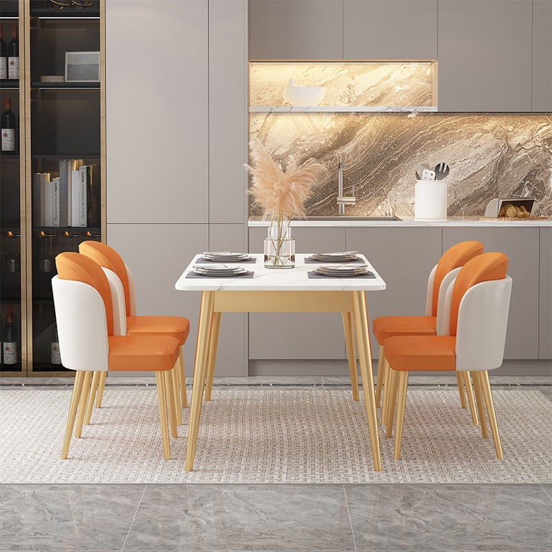 Orange-White Slate Dining Table / Chair