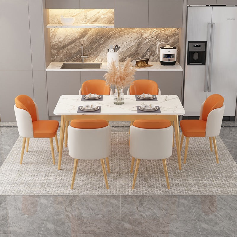 Orange-White Slate Dining Table / Chair