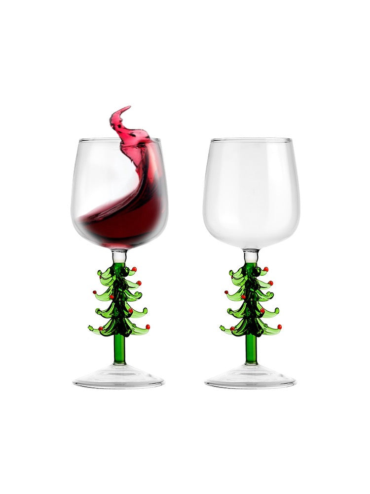 Christmas Tree Wine Glass