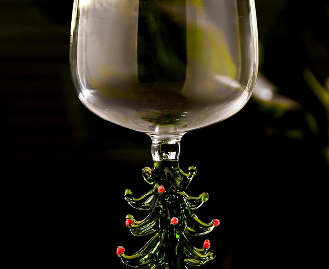 Christmas Tree Wine Glass