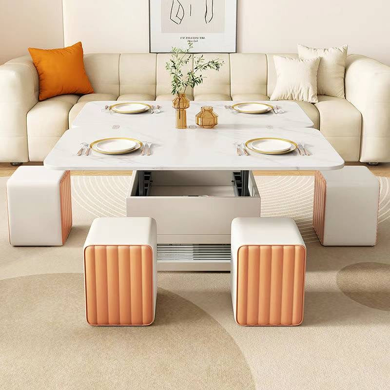 Liftable Coffee Table With 4 Stools