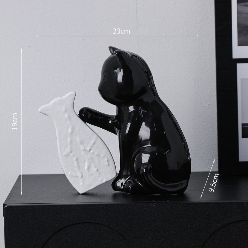 Paws & Petals Cat Ceramic Vase