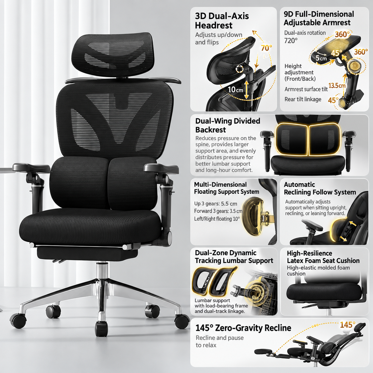 Premium Ergonomic Office Chair With Adjustable Lumbar Support