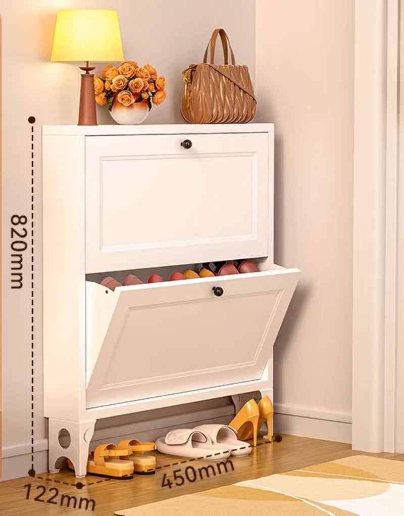 Wooden creamy shoe cabinet