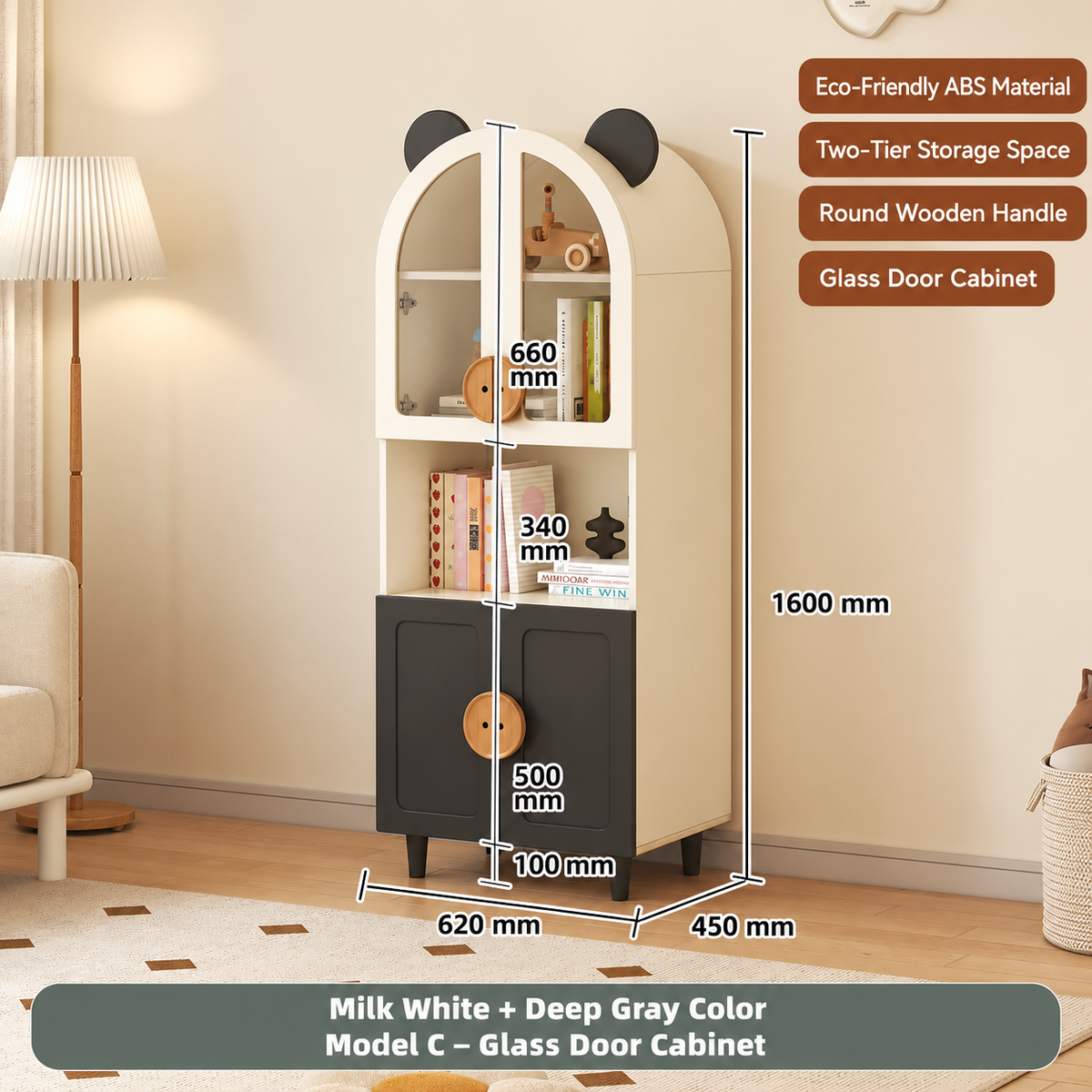 Nordic Bear-Ear Kids Storage Cabinet & Wardrobe