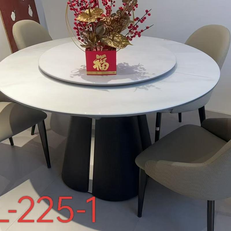 Marble Round Dining Table with Pedestal Base#L-255-1