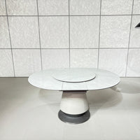 Elysia Round Stone Dining Table with Lazy Susan#H2532