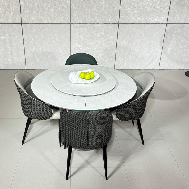 Elysia Round Stone Dining Table with Lazy Susan#H2532